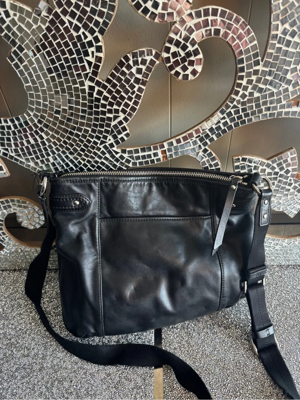 🌟Coach Black Leather Crossbody Bag